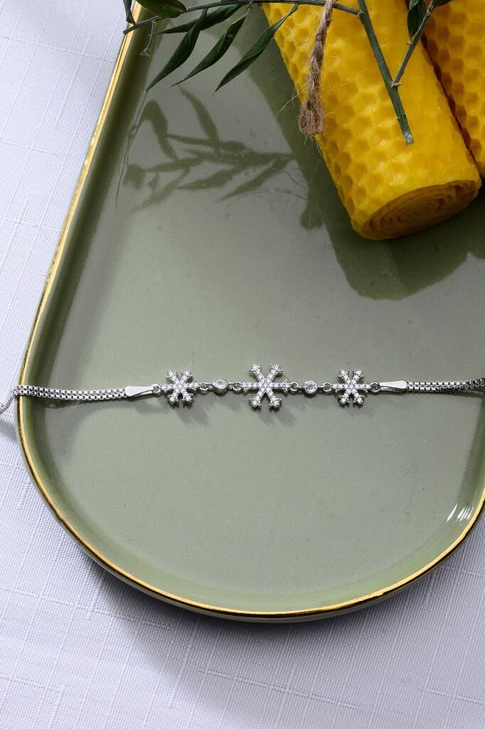 925 Ayar Gümüş Üçlü Kar Taneli Bileklik