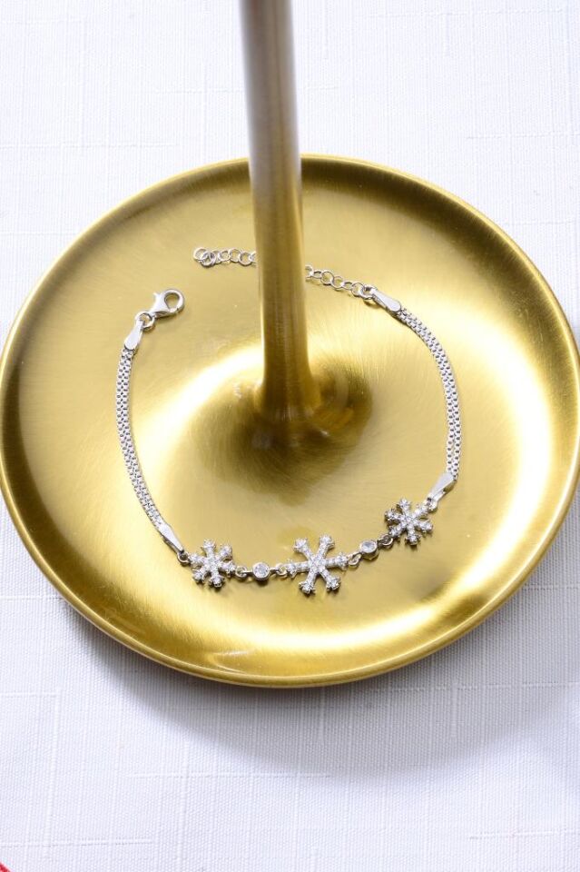 925 Ayar Gümüş Üçlü Kar Taneli Bileklik