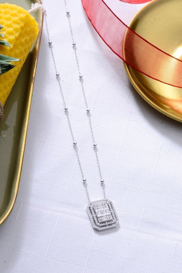 925 Ayar Gümüş Mega Baget Gümüş Kolye