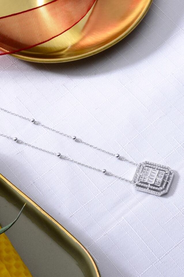 925 Ayar Gümüş Mega Baget Gümüş Kolye