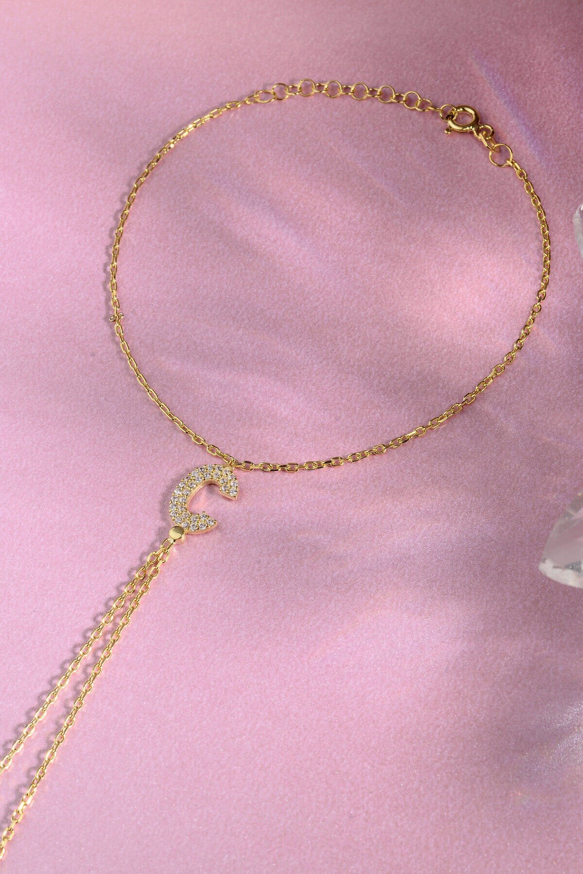 925 AYAR GÜMÜŞ ÜZERİ ALTIN KAPLAMA Ç HARFLİ ŞAHMERAN