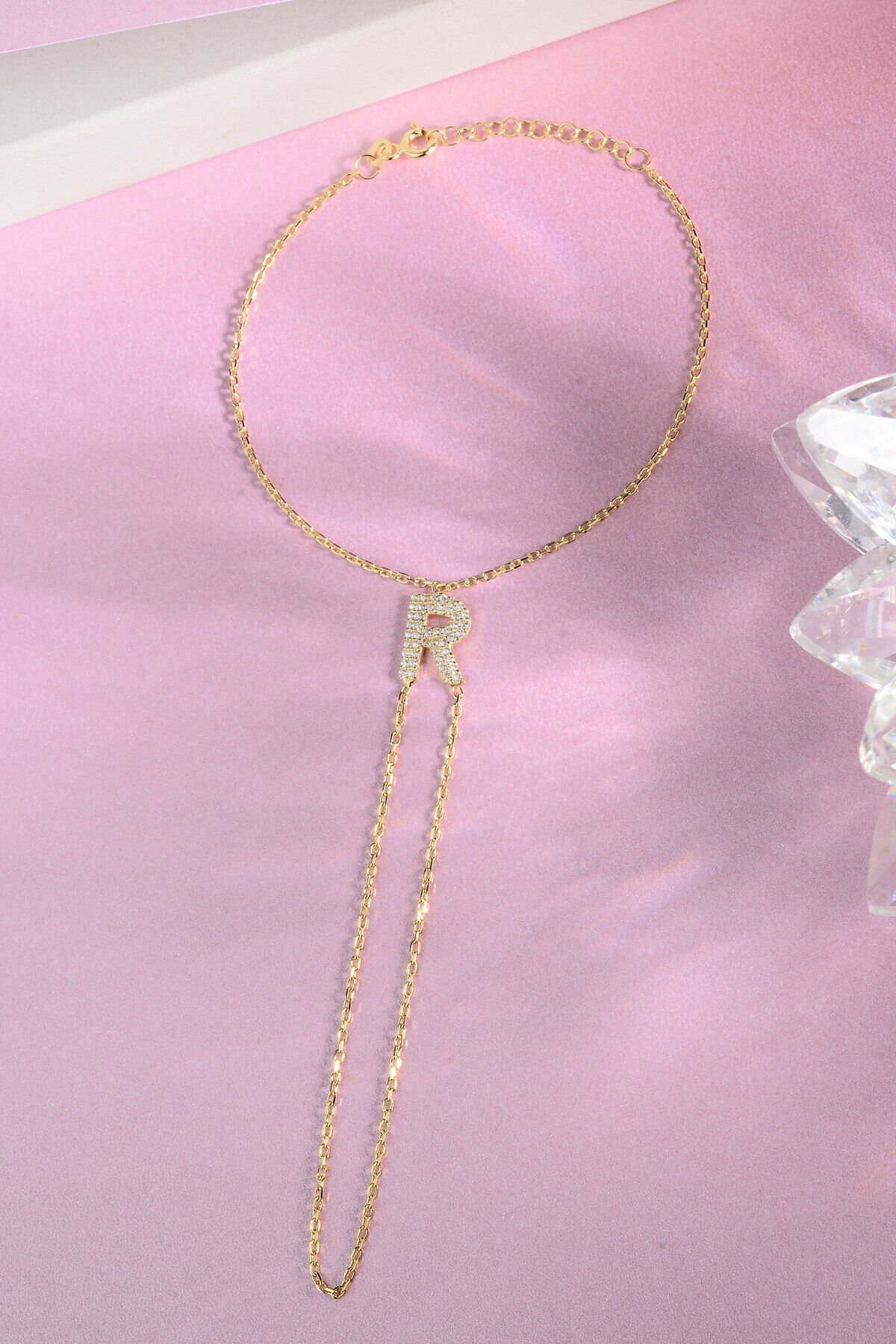 925 AYAR GÜMÜŞ ÜZERİ ALTIN KAPLAMA R HARFLİ ŞAHMERAN