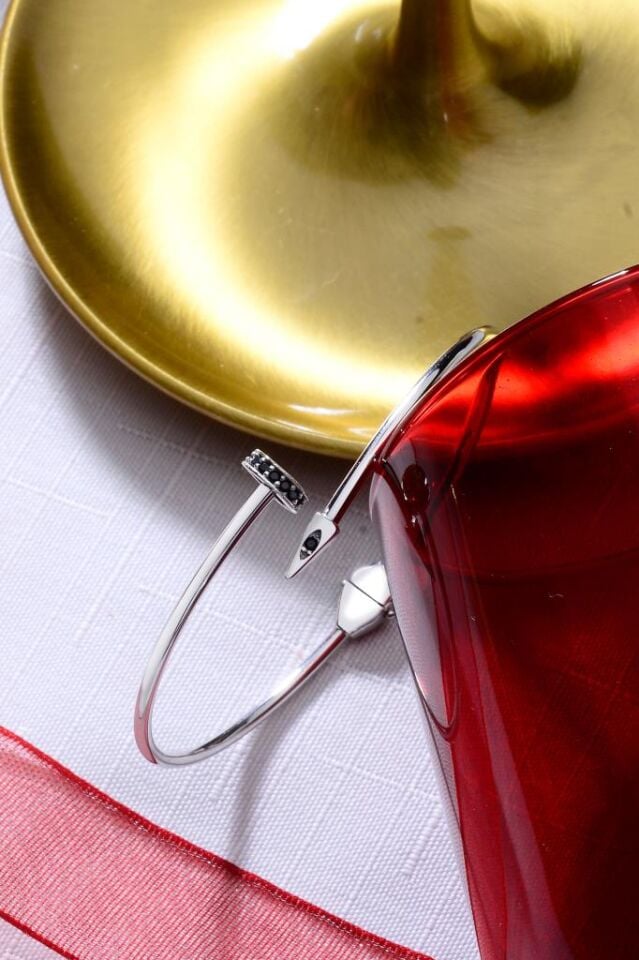 925 Ayar Gümüş Çivi Gri Bileklik