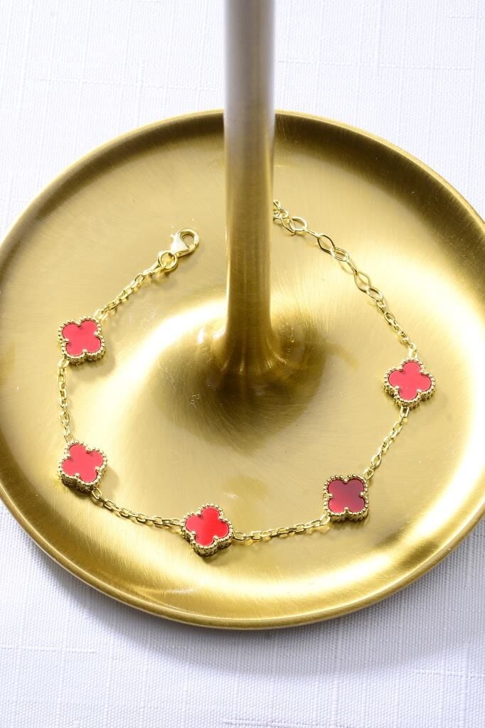 925 Ayar Gümüş Beşli Yonca Bileklik 10 mm