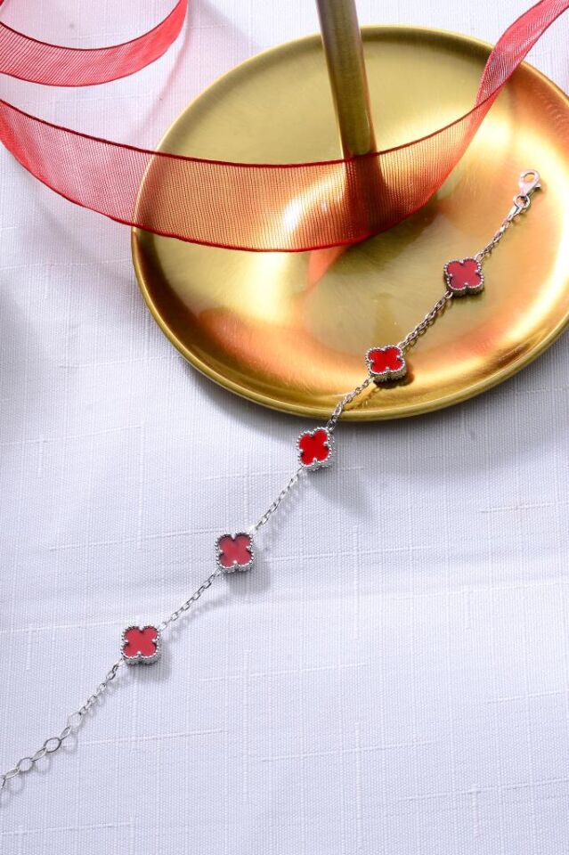 925 Ayar Gümüş Beşli Yonca Bileklik 10 mm