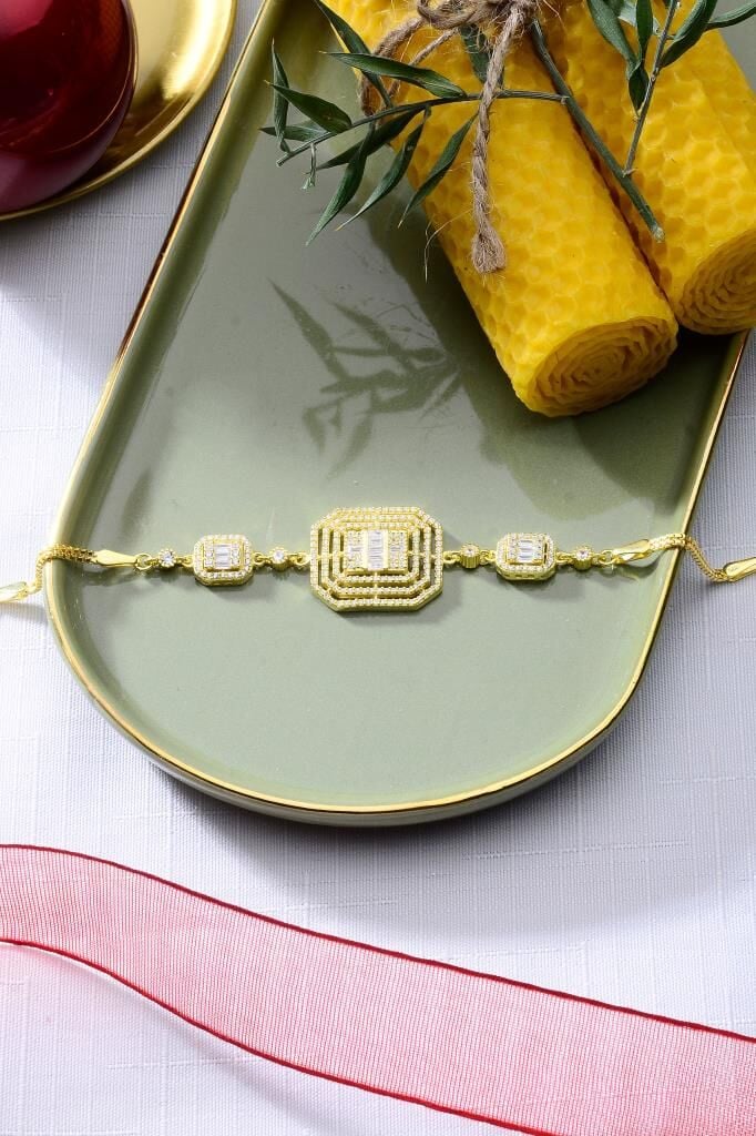 925 Ayar Gümüş Altın Kaplama Mega Baget Bileklik