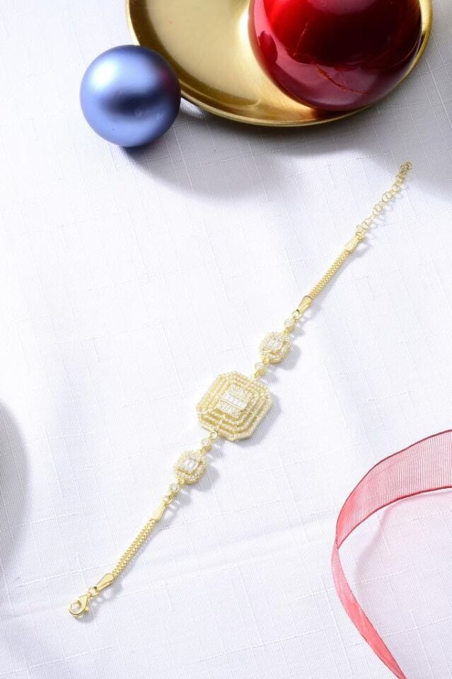 925 Ayar Gümüş Altın Kaplama Mega Baget Bileklik