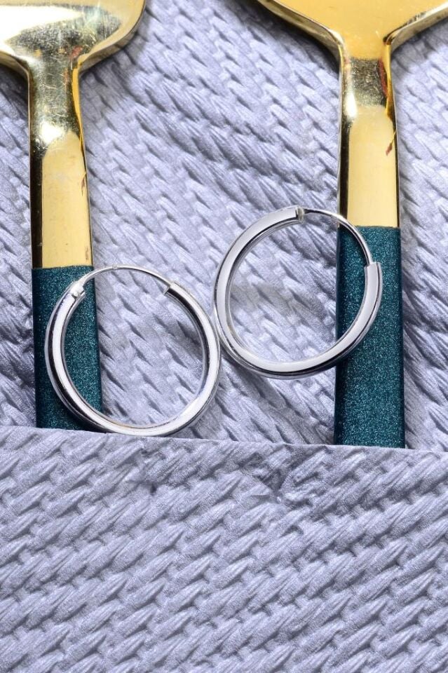 925 Ayar Gümüş Trend Halka Küpe 2mm - 20mm