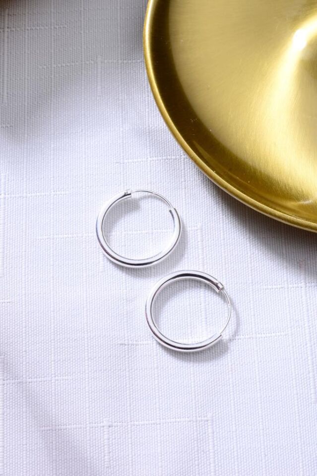 925 Ayar Gümüş Trend Halka Küpe 2mm - 20mm