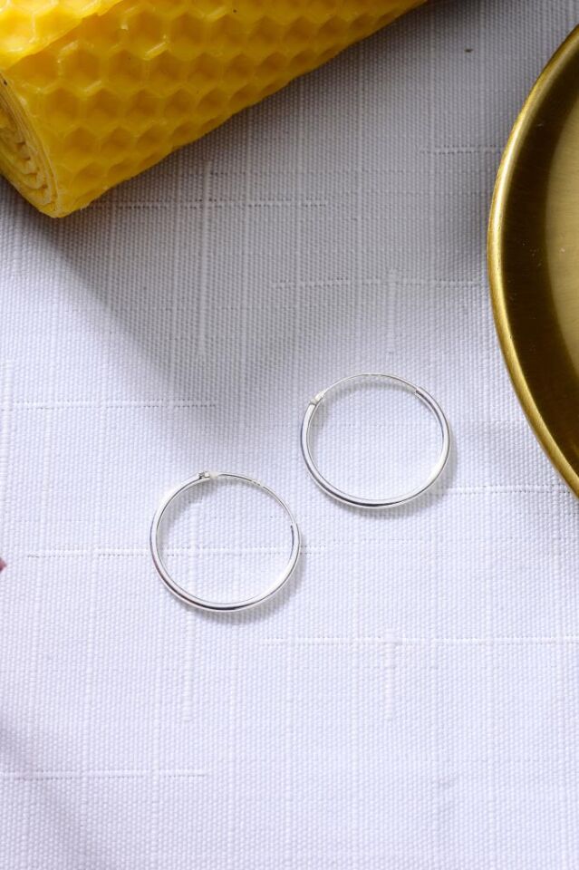 925 Ayar Gümüş Halka Küpe 1,4 mm - 16 mm