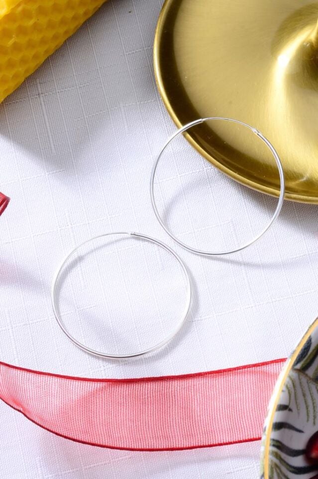 925 Ayar Gümüş Halka Küpe 1 mm - 4 cm