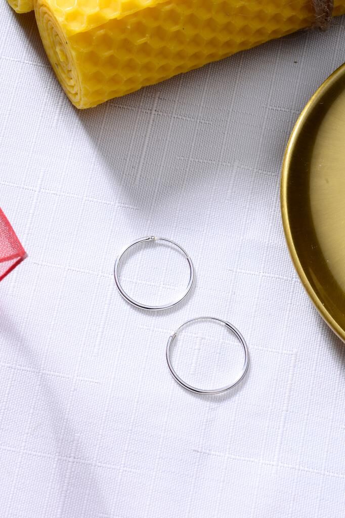 925 Ayar Gümüş Halka Küpe 1,2 mm - 18 mm