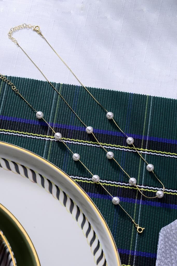 925 Ayar Gümüş İncili Set Bileklik - Kolye