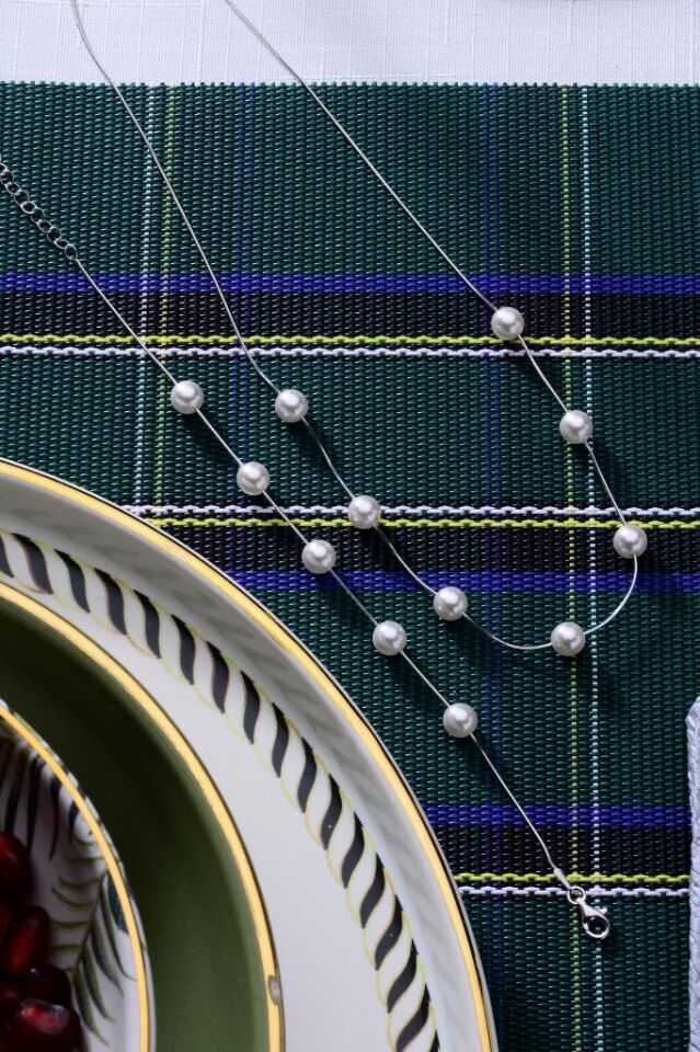 925 Ayar Gümüş İncili Set Bileklik - Kolye