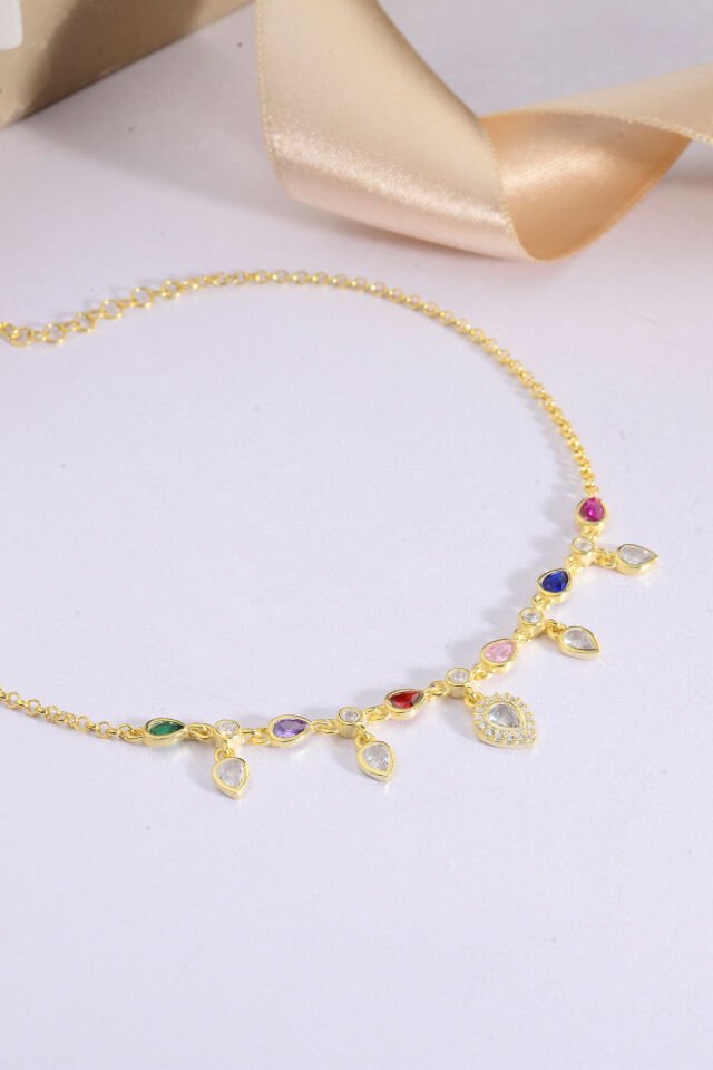 925 AYAR GÜMÜŞ ÜZERİ ALTIN KAPLAMA DAMLA SIRALI HALHAL