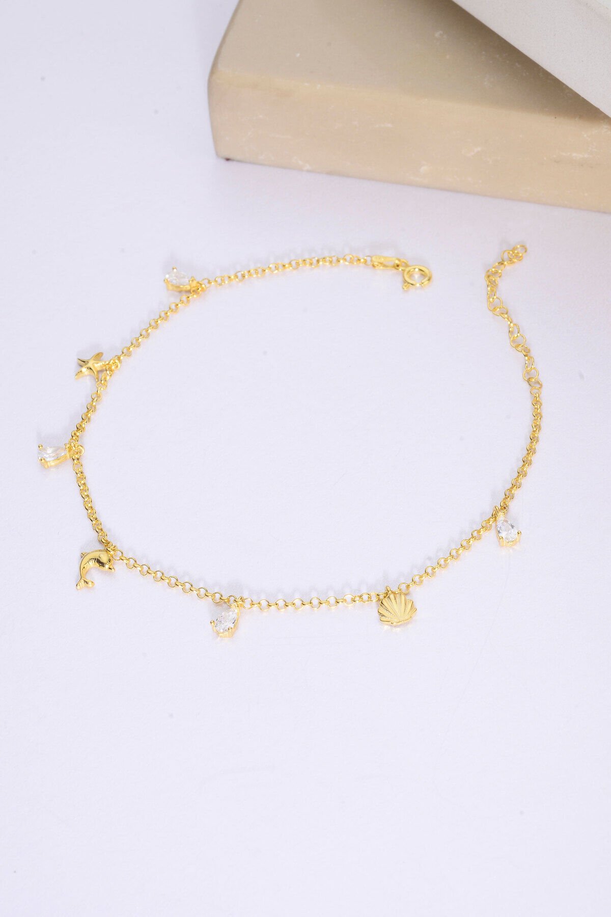 925 AYAR GÜMÜŞ ÜZERİ ALTIN KAPLAMA SEA HALHAL