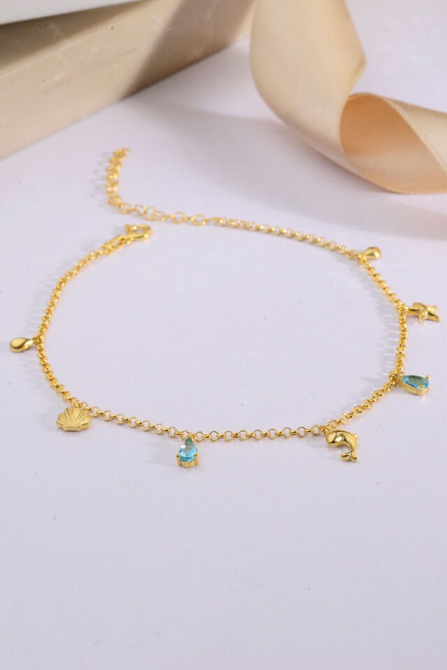 925 AYAR GÜMÜŞ ÜZERİ ALTIN KAPLAMA SEA HALHAL