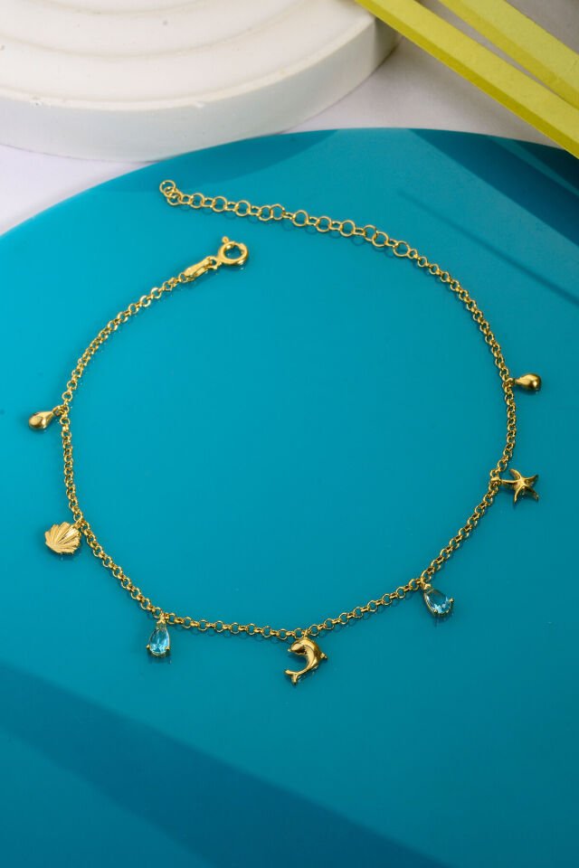 925 AYAR GÜMÜŞ ÜZERİ ALTIN KAPLAMA SEA HALHAL