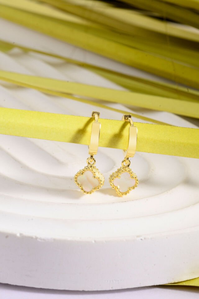 925 Ayar Gümüş 8 mm Sallantılı Yonca Halka Küpe