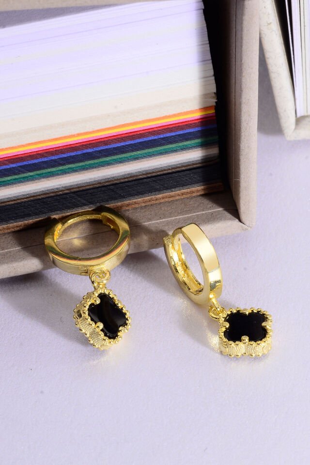 925 Ayar Gümüş 8 mm Sallantılı Yonca Halka Küpe