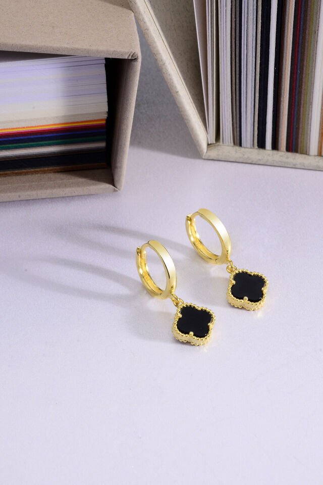 925 Ayar Gümüş 10 mm Sallantılı Yonca Halka Küpe