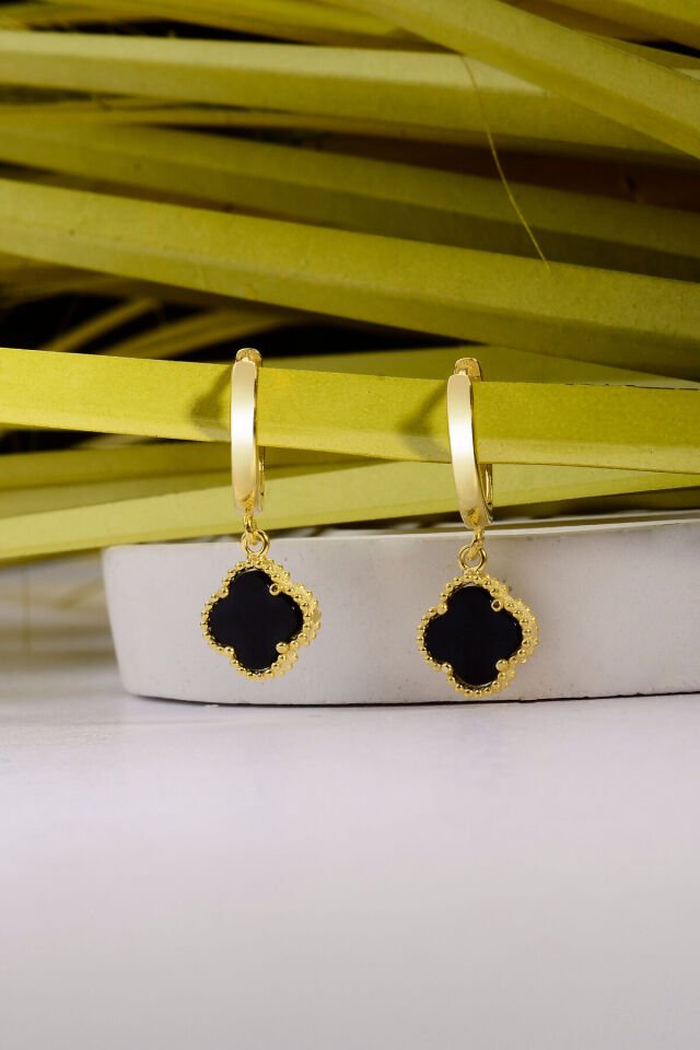 925 Ayar Gümüş 10 mm Sallantılı Yonca Halka Küpe