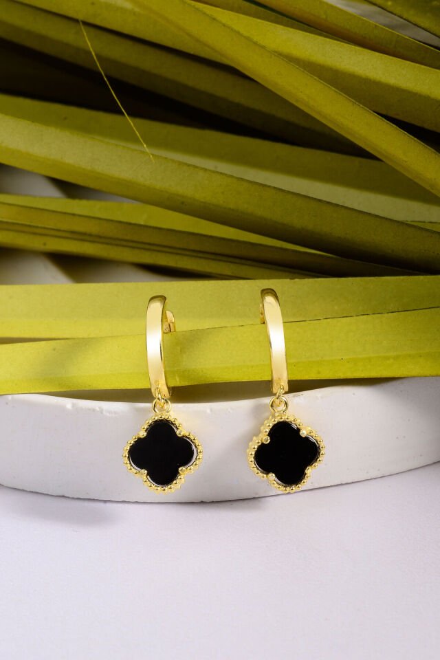 925 Ayar Gümüş 10 mm Sallantılı Yonca Halka Küpe