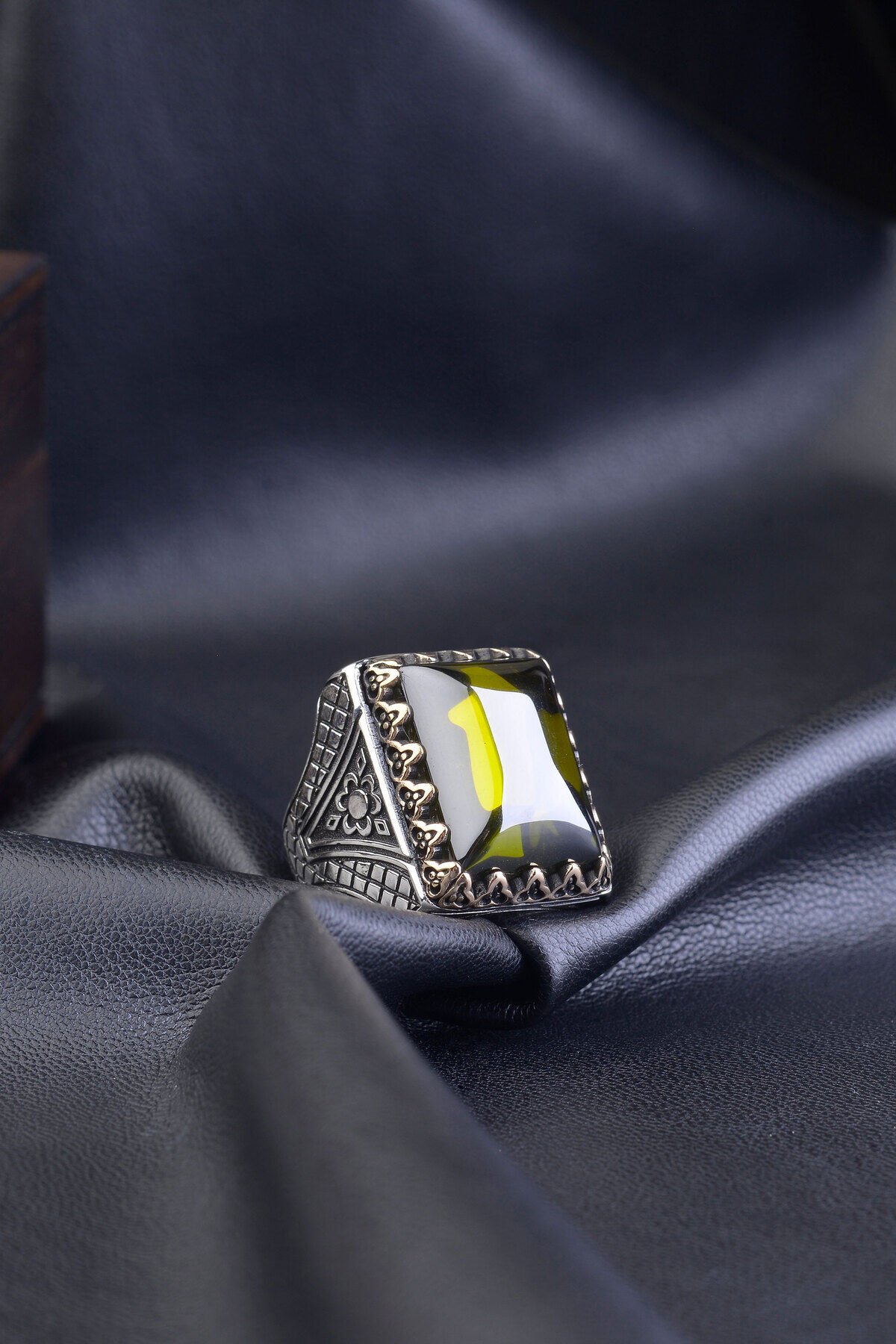 SULTANİT TAŞLI DESENLİ 925 AYAR GÜMÜŞ ERKEK YÜZÜK Gümüş - 30