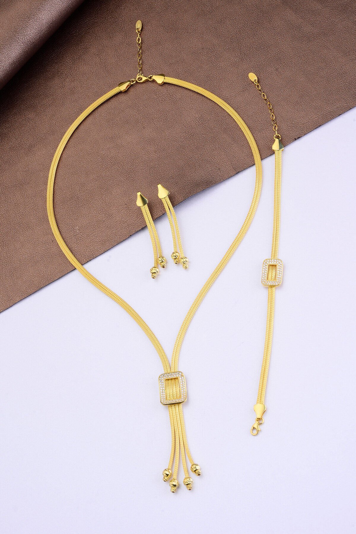 925 Ayar Gümüş 2 Sıra Toka İşlemeli Trabzon Hasırı Set