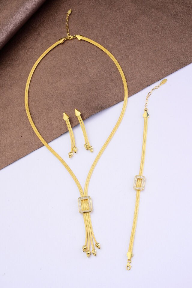 925 Ayar Gümüş 2 Sıra Toka İşlemeli Trabzon Hasırı Set