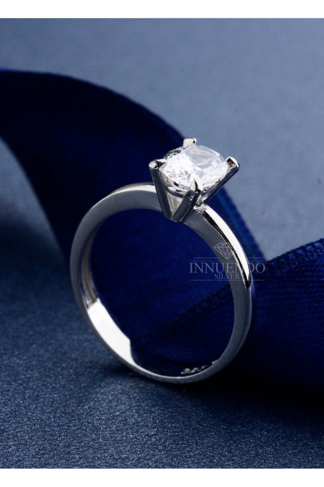 925 Ayar Gümüş 3 Karat Oval Tektaş Yüzük