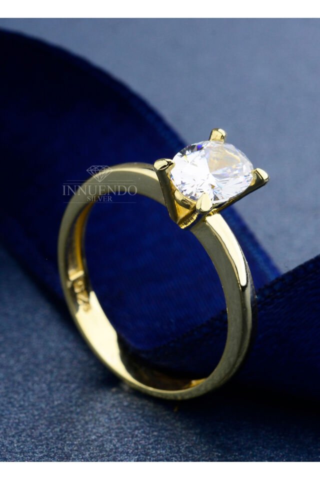 925 Ayar Gümüş 3 Karat Oval Tektaş Yüzük