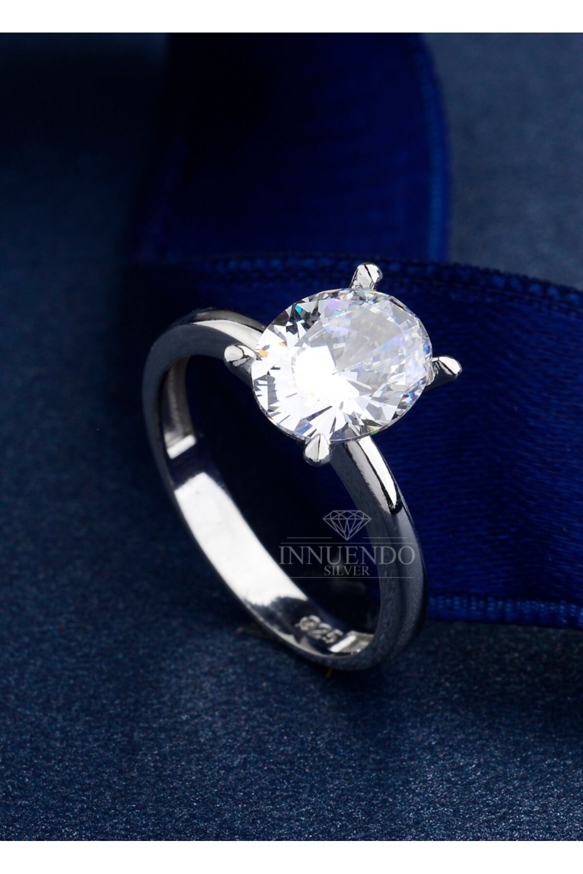 925 Ayar Gümüş 10x8 mm 4 Karat Oval Tektaş
