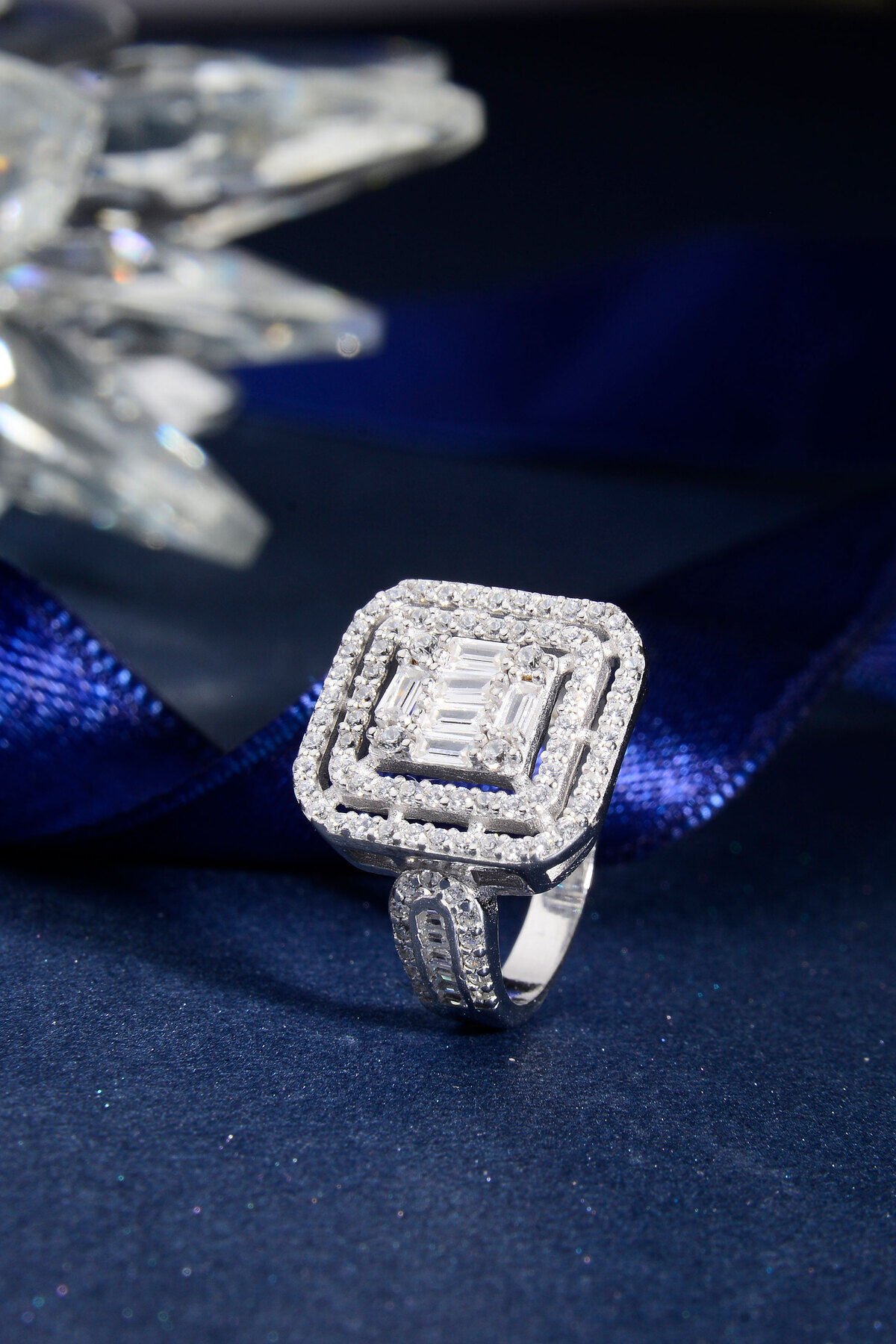 925 AYAR GÜMÜŞ BÜYÜK KARE BAGET YÜZÜK