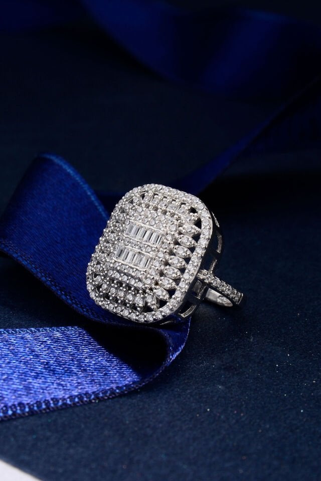 925 Ayar Gümüş Çok Taşlı Baget Yüzük