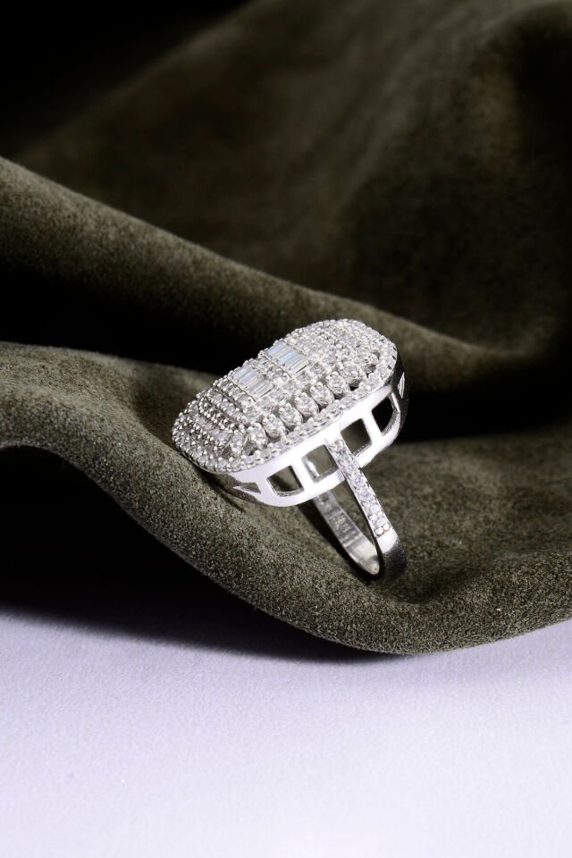 925 Ayar Gümüş Çok Taşlı Baget Yüzük