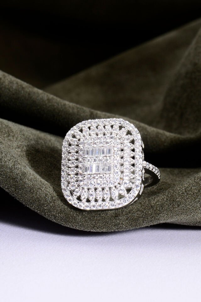 925 Ayar Gümüş Çok Taşlı Baget Yüzük