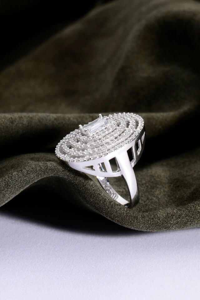 925 AYAR GÜMÜŞ TAŞLI BÜYÜK OVAL ŞIK YÜZÜK