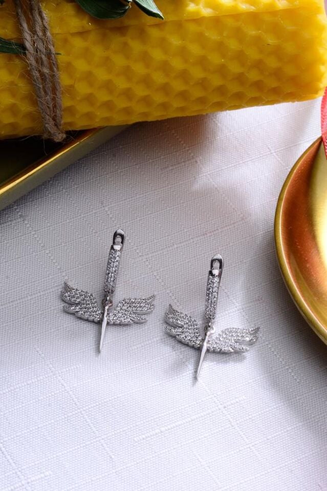 925 Ayar Gümüş Taşlı Anka Küpe