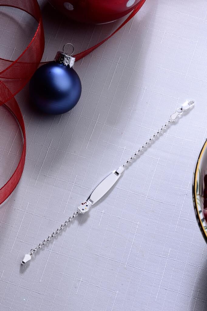 925 Ayar Gümüş Kedi Figürlü Kız Çocuk Bebek Künyesi