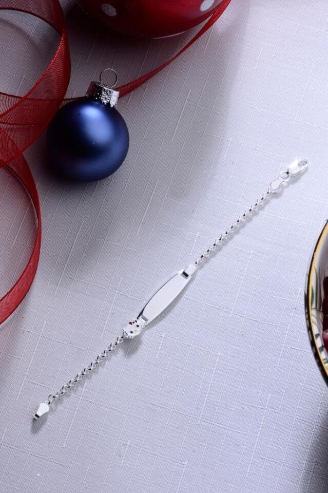 925 Ayar Gümüş Kedi Figürlü Kız Çocuk Bebek Künyesi