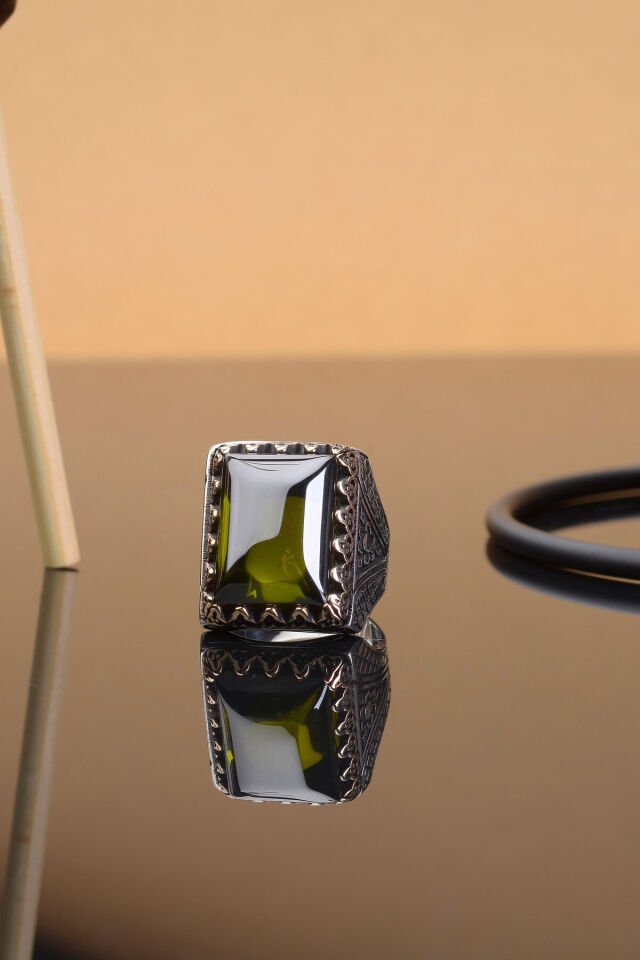 SULTANİT TAŞLI DESENLİ 925 AYAR GÜMÜŞ ERKEK YÜZÜK