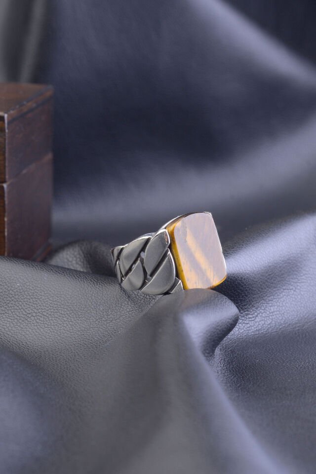 KAPLANGÖZÜ TAŞLI 925 AYAR GÜMÜŞ ERKEK YÜZÜK