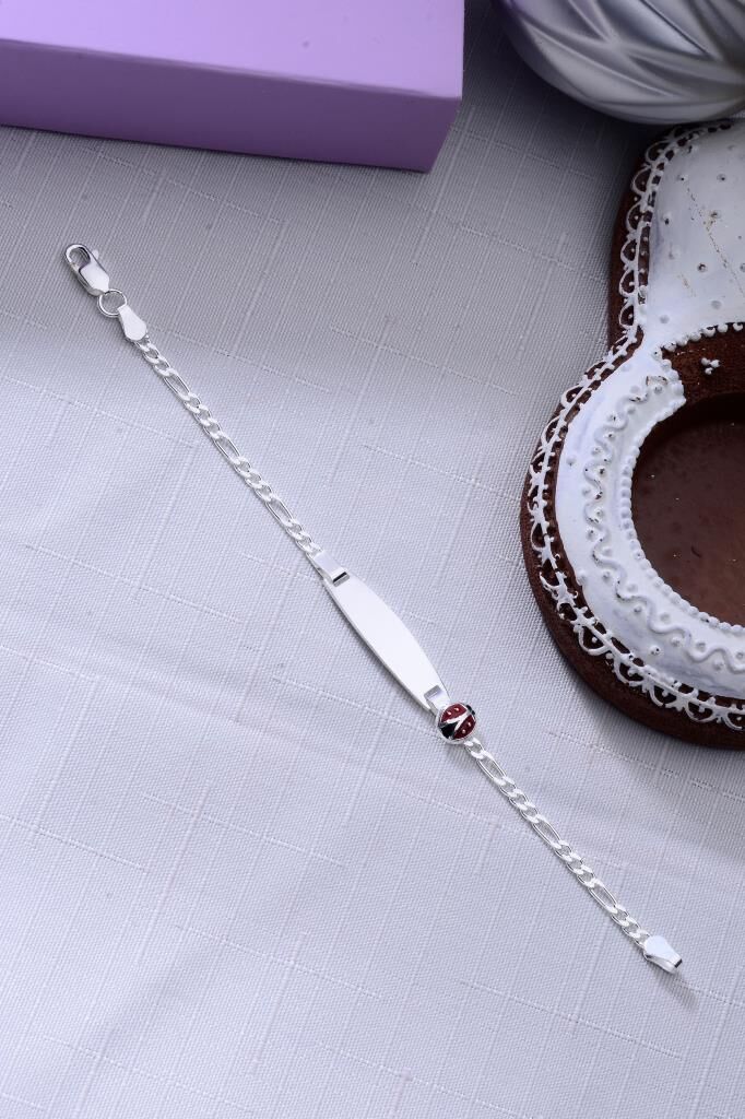 925 Ayar Gümüş Figürlü Isimli Kız Erkek Bebek Çocuk Künyesi Kırmızı - 15 Cm