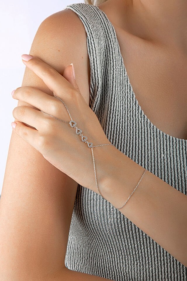 925 Ayar Gümüş Kalpli Taşlı Şahmeran