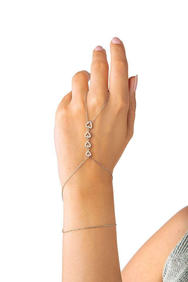 925 Ayar Gümüş Kalpli Taşlı Şahmeran