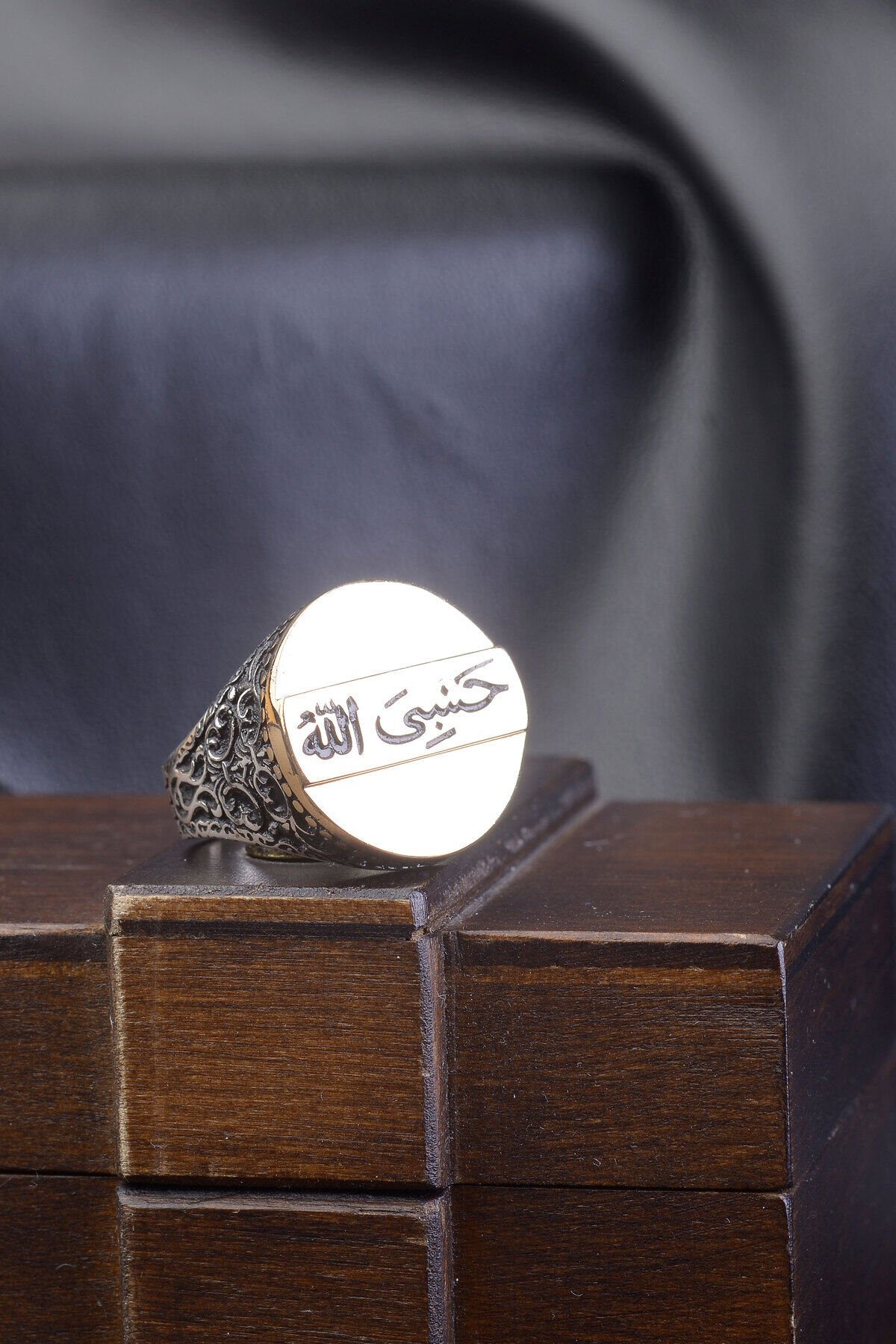 925 Ayar Orijinal Gümüş Hasbinallah Yazılı Şık Erkek Yüzük