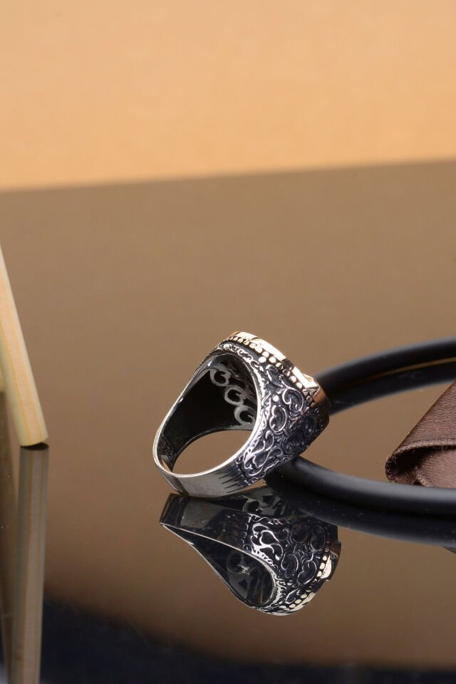 925 Ayar Orijinal Gümüş Hasbinallah Yazılı Şık Erkek Yüzük