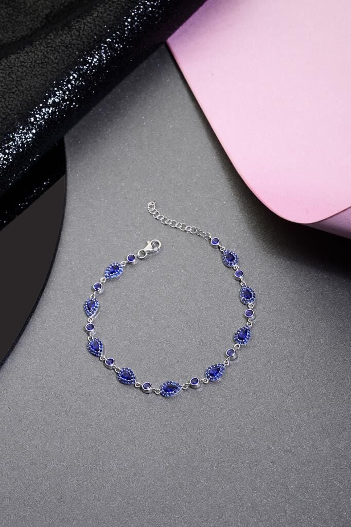 925 Ayar Gümüş Lacivert Damla Bileklik