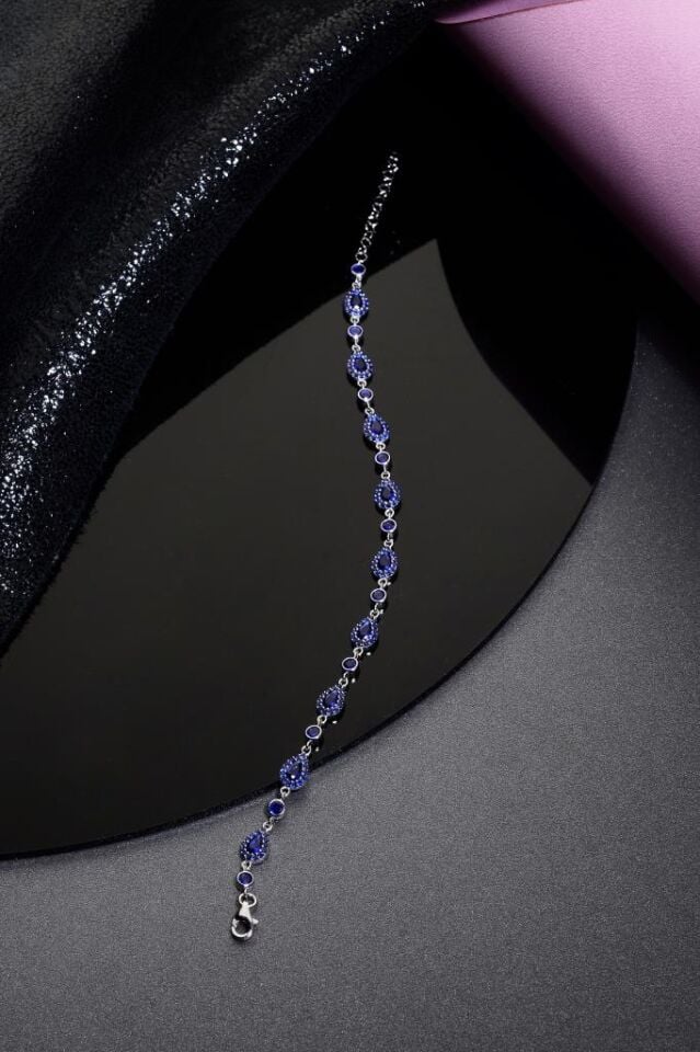 925 Ayar Gümüş Lacivert Damla Bileklik